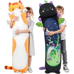 Mewaii Long Cat Plush 5 Sizes, 120% Extra Filling Giant Plushness Kids Body Pillow, Kawaii Cute Brown Cat Stuffed Animals Plushies, Big Long Body Pillow Cat Plush Gift for Girls 36
