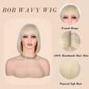Blonde Bob Wig With Bangs Short Blonde Wig for Women 12 Inch Straight Bob wig with Bangs Synthetic Colorful Cosplay Daily Party UsePlatinum Blonde,12IN