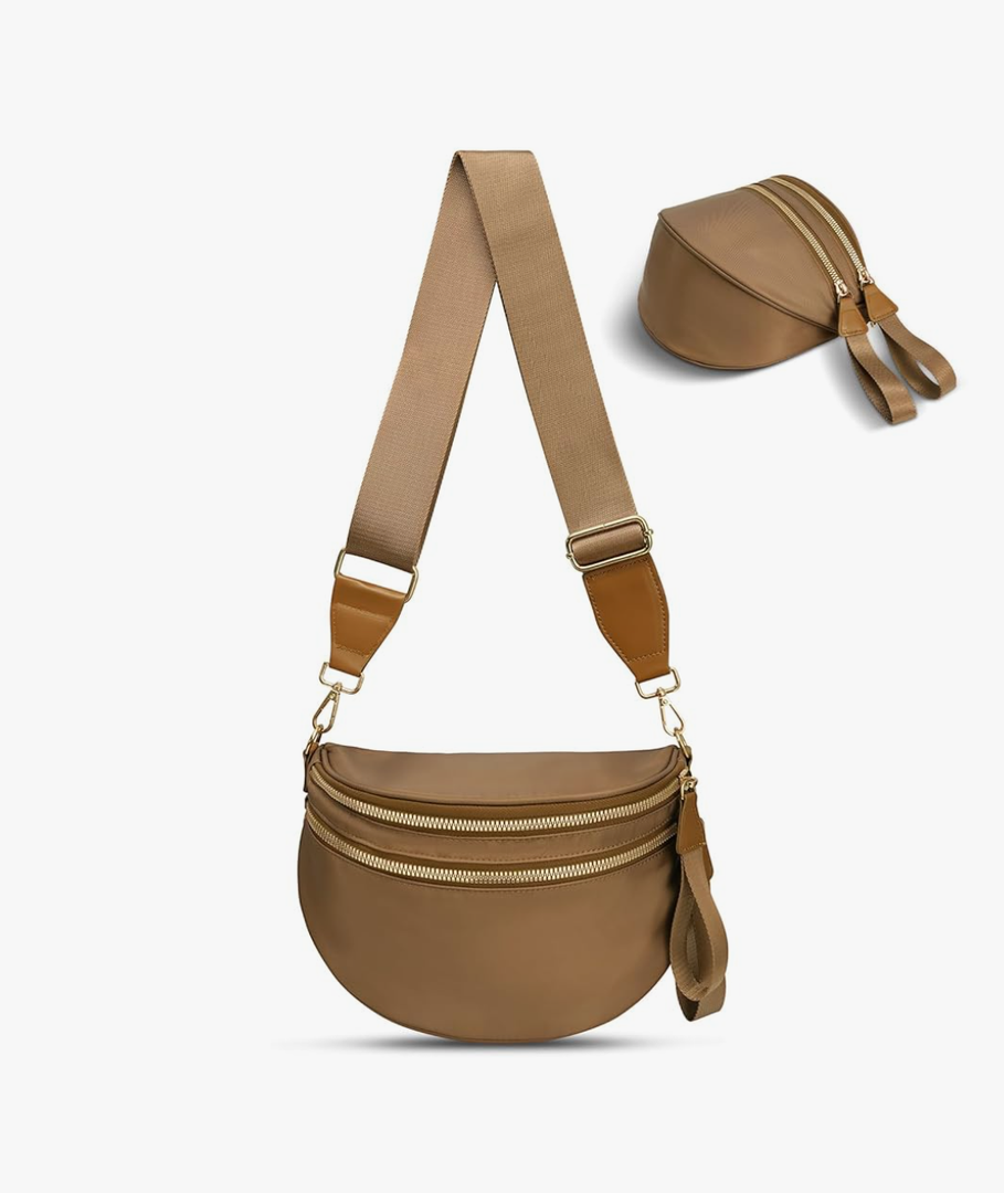 idoltimes Checkered Crossbody Bag,Nylon Bum Bags for Women Crossbody,Spacious Sling Bag Purse Fanny Packs with Shoulder Strap