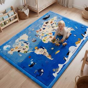 1.5" Thick Baby Floor Play Mat 59x79 Memory Foam Kids Mat(World Map)
Padded Mat for Tummy Time Crawling, Non-Slip Plush Playmat for Nursery Playroom Classroom