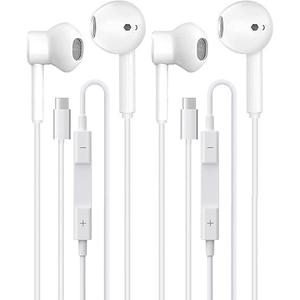 GIJIVCOZ 2 Pack Headphones USB C Wired for iPhone 17/17 Pro Max/17 Pro/16/15,Earphones in Ear HiFi Stereo Type C Earbuds Builtin Microphone & Volume Control for Galaxy S25 S24 S23