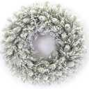 Flocked Pine Candle Ring Wreath (Set of 2)