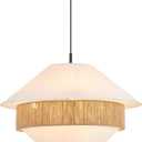 24 Boho Chandelier Hand Woven Rattan Off White Fabric Pendant Light Adjustable Coastal Pendant Lighting Fixtures for Dining Living Room Bedroom Kitchen, UL Listed