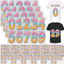 Zhanmai 10 Sheets 280 Pcs 1.65 Inch A-z Heat Transfer Letters 8 Inch 0 to 9 Iron on Numbers Iron on Letters and Numbers for Team Sport T Shirt DIY (Baseball Ice Cream Drip)