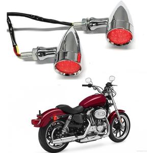 DREAMIZER LED Turn Signals Front Rear 15 LED Motorcycle Lights Super Bright Bulbs Compatible With Harley Honda Yamaha Suzuki and More (Chrome-Red light)