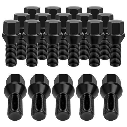 M14x1.5 Extended Lug Bolts, 7PCS Solid Wheel Bolt for Wheel Spacer, Conical Seat 60 Degree 17mm Hex 40mm Shank 64mm Length Black Studs Set for 2003-2010 X3 E83 2000-2005 X5 E53 2002-2008 7 Series E6x