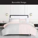 kate spade new york Engineered Stripe 3-Piece Full/Queen Comforter Set, 300 Thread Count and 100% Cotton Reversible Cover, All Season Warmth Bedding, Machine Washable, Pink and Grey