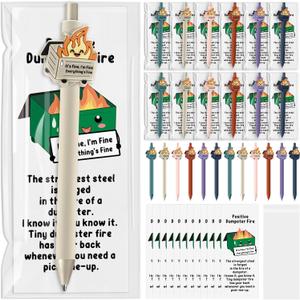 12 Sets Dumpster Fire Gifts Funny 911 Dispatcher Appreciation Gifts Dumpster Fire Ballpoint Pens and Emotional Support Bookmark Bulk for Volunteer Coworker Employee Office Desk Accessories