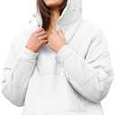 QIBABU Womens Oversized Hooded Puffer Jacket Lightweight Pullover Hoodies Quilted Dolman Long Sleeve Warm Winter Coat.M