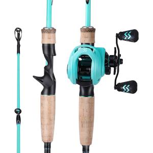 Sougayilang Fishing Rod and Reel Combo, 2-Piece M/MH Fishing Pole with Baitcasting Reel Set, Baitcaster Combo (5.9ft-2pcs-Fast)