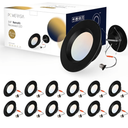 12 Pack 5/6 Inch Black LED Can Lights Retrofit Recessed Lighting, 5CCT 6 Inch Recessed Lights Selectable 2700K-6000K Dimmable, 12W=75W, 1200LM Downlight with Metal Smooth Trim-ETL and Energy Star