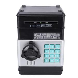 Kids Piggy Bank, Electronic Password Protected Money Savings Box with Automatic Paper Roller for 3+ Years Old Boys Girls (Black)