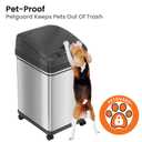 iTouchless 8 Gallon Pet-Proof Sensor Trash Can with AbsorbX Odor Filter, Stainless Steel Kitchen Garbage Bin Prevents Dogs and Cats Getting in, Power by Battery or AC Adapter (Both Not Included)