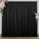 10 ft x 7 ft Wrinkle Free Black Backdrop Curtain for Parties, Polyester Black Photo Backdrop Drapes for Graduation Birthday Wedding Party Stage Curtains, Background Curtains for Backdrop Stand