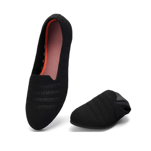 Poemlady Women’s Ballet Flat Shoes Dress Shoes Knit Round Toe Slip On Ballerina Walking Flats Shoes for Woman Low Wedge Casual