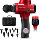 Lifepro Sonic Pro Handheld Electric Massage Gun  Deep Tissue Percussion Massager Gun with 10 Speeds & 9 Heads  Muscle Massager for Athletes Back, Legs, Arms (Red)