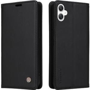 Case for Samsung Galaxy A06 PU Leather Wallet Cover,Flip Folio Case with Card Holders,Magnetic Phone Cover Compatible with Samsung Galaxy A06,Black