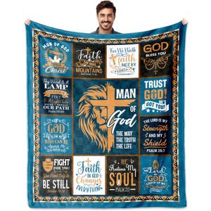 Christian Gifts for Men, Christian Textile Printers' Blankets 60"x50", Religious Gifts for Men, Religious Gift Ideas for Birthday Fathers Day Christmas Valentines Day, Mens Bible Throw Blanket