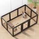 Clear Acrylic Dog Playpen Indoor, Puppy Cat Small Pet Play Pen, Pet Cat Foldable Playpen for Rabbits, Dog Fence Crate Kennel Whelping Cage (Black, 10 Panel)