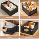 2 x STORAGE MANIAC 4 Pack Storage Bins with Clear Window, Storage Boxes for Shelves, Sturdy Foldable Closet Organization Fabric Shelf Basket for Toy, Towel, Book, Jeans, Offices, Dorm, Wardrobe, Black