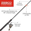 Zebco 33 Micro Trigger Spincast Reel and Fishing Rod Combo, 6-Foot 6-Inch 2-Piece Telescopic Rod, Ultra-Lt Power, Mod Action, Size 10 Reel, 4.3:1 Gear Ratio, 23-Piece Mr. Crappie Tackle Kit, Silver