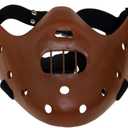 Bulex Halloween Mask Hannibal Lecter Mask Scary Halloween Realistic Horror Killer Mask Role Play Half Face Headwear Cosplay Resin Prop Brown