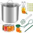 Stainless Steel 21.5 QT Canning Pot with Rack & Lid, Canning Supplies Starter Kit and 6 Pieces Tools Set, Water Bath Canner for Beginner