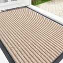 OLANLY Front Door Mat Indoor Outdoor Entrance, Waterproof Heavy Duty Doormat, Fade Resistant, Low Profile, Easy Clean Patio Porch Welcome Floor Mats for Entry, 35x23, Beige