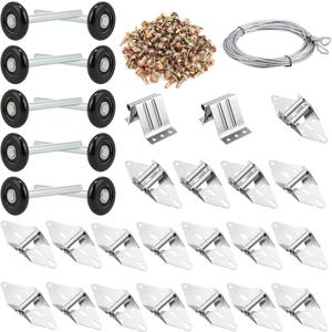 Lounsweer 117 Pcs Garage Door Rollers Hinges Set Bracket Screw Wire Rope Replacement Parts Nylon Garage Wheels Quiet High Load 6200RS Seal Roller Hardware Tune Up Kit for 16 x 7", 18 x 7" Door (Black)
