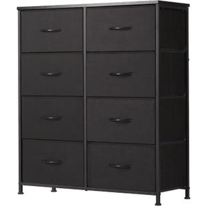 Sweetcrispy Dresser for Bedroom with 8 Drawers, Large Storage Tower | Fabric Chest of Drawers with Metal Frame Wooden Top for Closet, Living Room, Entryway, Ink, Size: 31.5"D x 11.8"W x 36.4"H (8 Drawers)