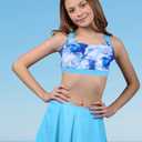 Cutemile 5-16 Years Girls Two Piece Tankini Swimsuit with Boyshort Bathing Suit Quick Dry Beach Swimwear (Blue)