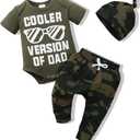 NZRVAWS Baby Boy Clothes Preemie Infant Boy Bear Outfits Jumpsuit Bodysuit Letter Print Romper (3-6 Months, Cooler Version of Dad)