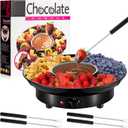Lallisa Electric Fondue Pot Set, Chocolate Fondue Kit, Detachable Serving Trays with 4 Roasting Forks, Valentine's Day Gift Set for Date Night House Warming Melting Parties(Black)