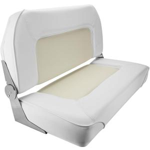 Double Boat Folding Seat,Waterproof Low-Back Boat Seat for T-Top, Fishing Bass Boat, (White and Beige)