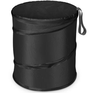 Kincown Car Trash Can, Large-Sized Pop-up Car Trash Bin, Collapsible Garbage Can, Trash Bag with Elastic Band Hanging, Double-Layer Washable Trash Can, Waste Basket with Velcro (4 Gallons, Black)