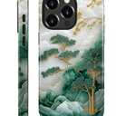 Compatible with iPhone 11 Pro Case,Hybrid 2-Layer Hard Shell Silicone Case - Mountain Tree Landscape - Scratch Resistant Shockproof Cover