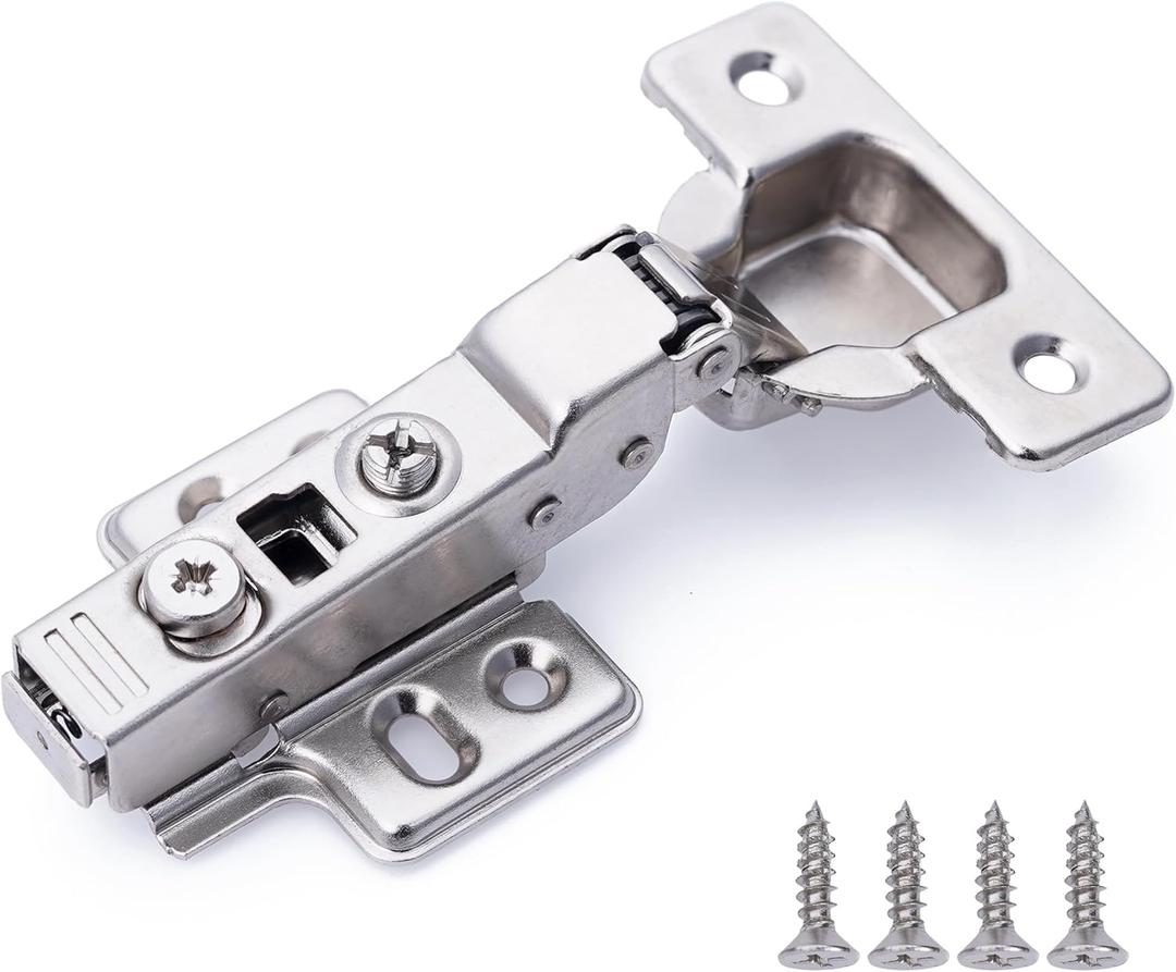 DecoBasics Half Overlay Soft Close Cabinet Hinges for Kitchen Cabinets (20 Pcs)-105 Frameless Concealed Cabinet Door Hinge -6 Way Adjustability & Clip on Plate for Easy Installation