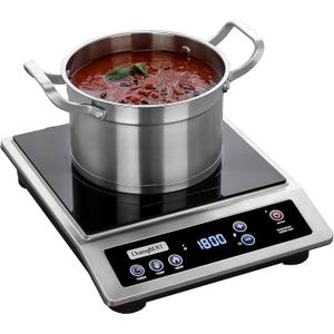 ChangBERT Induction Cooktop, Commercial Grade Portable Cooker, Large 8 Heating Coil, Premium Stainless Steel Countertop Burner with NSF Certified, 10 Hours Timer Powerful 1800W Professional Hot Plate