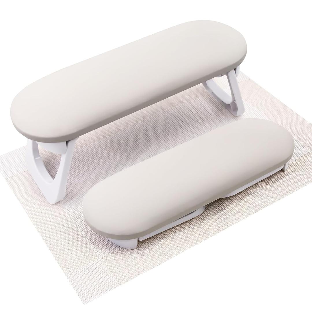Subay Nail Arm Rest, Foldable PU Leather Nail Hand Rest for Acrylic Nails Cushion Hand Holder, Nail Hand Pillow Nail Art Accessories Tool for Nails Tech Manicure Pedicure Salon Home Use - Light Gray
