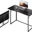 JOYMOOP 47.2" Black Folding Desk, No Assembly, Wooden Top, Large Size