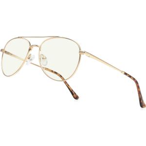 Aviator Reading Glasses for men and Women Blue Light Blocking Lens Spring Temple (Gold)