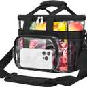 Busiuw Double -Deck Clear Lunch Bag for Work with Adjustable Shoulder Strap and Top Compartment for Work, Picnic, Beach, School (Single Deck-9L)