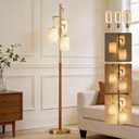 G-SAFAVA 70" Wood Floor Lamp Dimmable Floor Lamps for Living Room Bedroom Mid Century Modern Floor Lamp Gold Standing Lamp Tall Lamps for Office Nursery Reading Elegant Stand Up Lamp, 3 Bulbs Included