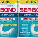 Sea Bond Secure Denture Adhesive Seals, Original Lowers, Zinc-Free, All-Day-Hold, Mess-Free, 30 Count (Pack of 2, White)