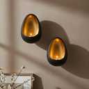 NativeSkins Ember Metal Wall Candle Sconce Set of Two Wall Candle Holders - Set of 2 Handcrafted Decorative Tea Light Sconces for Living Room Gold Tea Holder