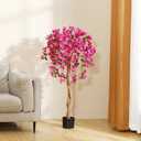 Laiwot 4FT Artificial Tree Tall Potted Fake Bougainvillea Trees for Outdoor Indoor Office Wedding Home Decor Lifelike Faux Plants with Wood Trunk and Pink Flowers