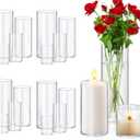 Homjoy Glass Cylinder Vase Sets 16 Pack Tall Clear Flower Vase Hurricane Floating Candle Holder for Table Centerpiece Wedding Home Décor(2.17 x 4IN + 2.56 x 6IN + 3.15 x 8IN + 3.55 x 10IN)