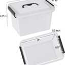 Kekow 6 L Clear Storage Box, Plastic Storage Latch Box with Black Handle, 4-Pack