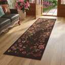 Rugcomf Runner Rug for Kitchen Rug Non Slip 2'6''x8' Washable Rugs with Rubber Backing Soft Floral Butterfly Carpet for Kitchen Laundry Bedroom Bathroom, Umbra Grey