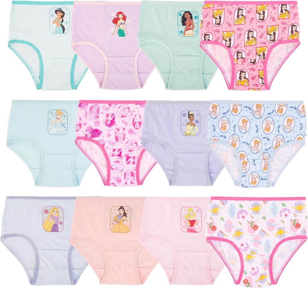Disney Girls Princess Exclusive 12 Days of Surprise Unboxing Panties Perfect for Gifting or Potty Training in 4T